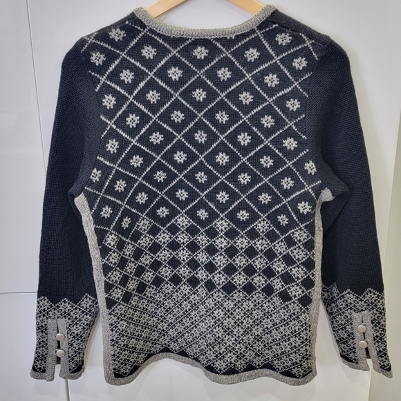 Handmade In Estonia 100% Wool Fair Isle Knit Cardigan Scandinavian Black Size S - Picture 5 of 17